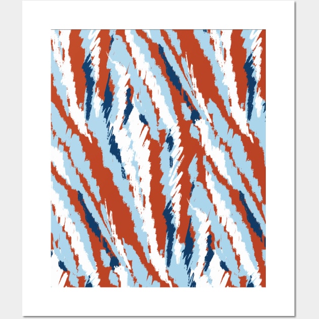 Striped blue red Wall Art by Milatoo
